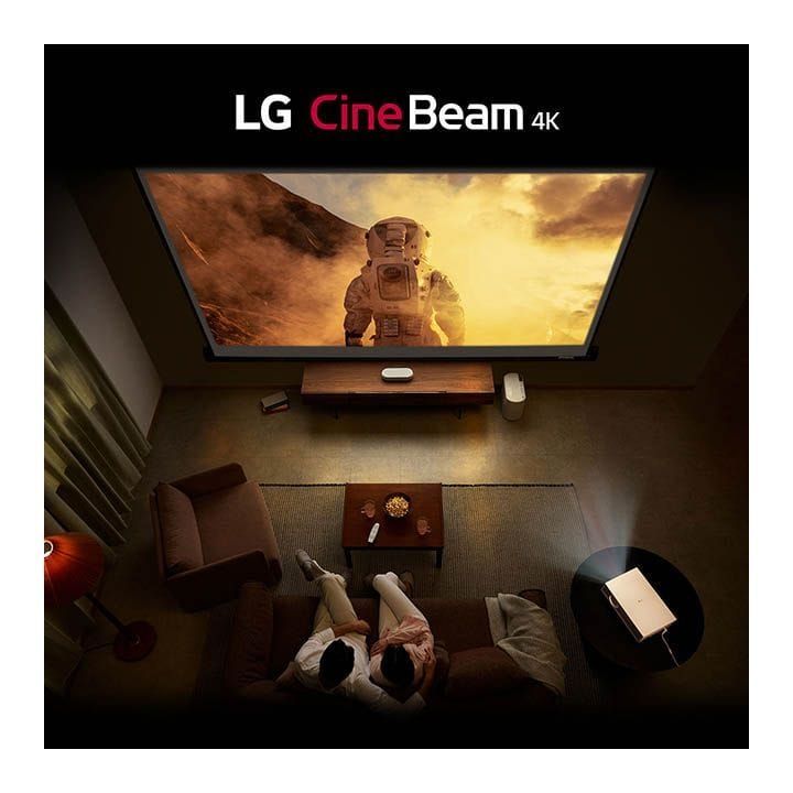 LG CineBeam 4K UHD Hybrid Home Cinema Projector, 8.3M Pixels, DCI-P3 94% Wide Colour Gamut, webOS - White - HU710PW