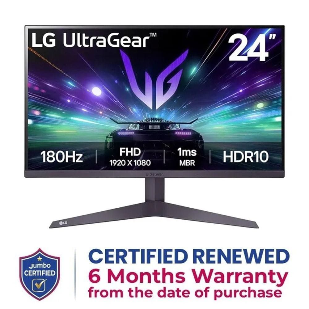 LG UltraGear™ Full HD 180Hz Gaming Monitor 24 Inch, 180Hz, AMD FreeSync, HDMI, DisplayPort, 3-Side Virtually Borderless Design - Black - 24GS50F-B | Open Piece - B Grade