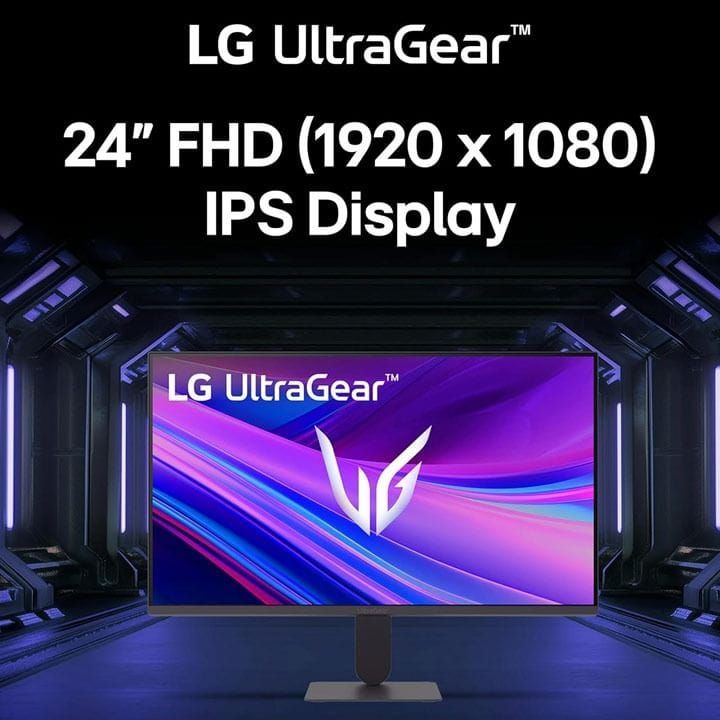 LG UltraGear™ Full HD IPS Gaming Monitor 24 Inch, 144Hz, 1ms MBR, NVIDIA G-SYNC Compatible, AMD FreeSync, sRGB 99% (Typ.), Anti-Glare - Black - 24G411A | Open Piece - A Grade
