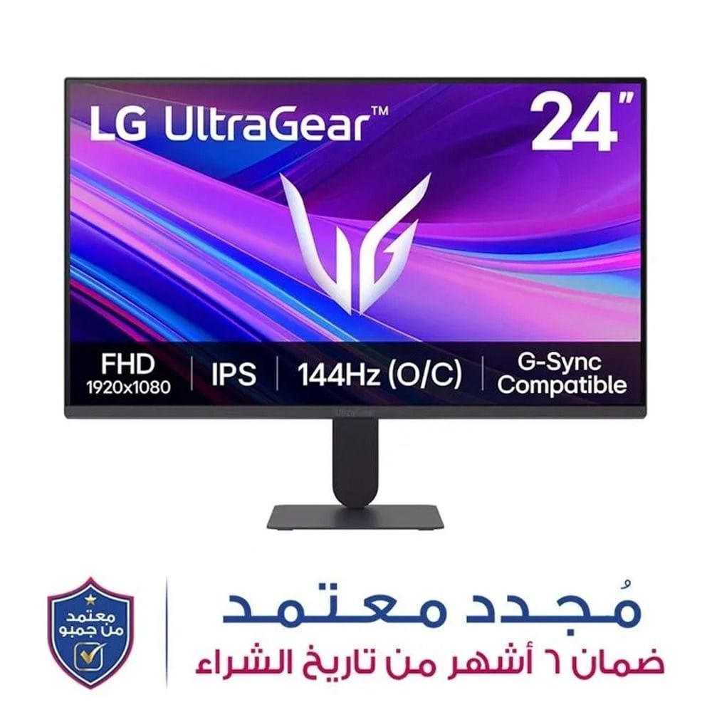 شاشة ألعاب إل جي ألترا جير 24 بوصة، FHD IPS، 144 هرتز، استجابة 1 مللي ثانية، تدعم G-SYNC وFreeSync، مضادة للوهج – أسود – 24G411A | قطعة مفتوحة – درجة A