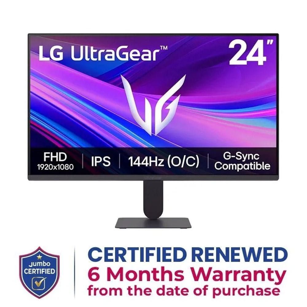 LG UltraGear™ Full HD IPS Gaming Monitor 24 Inch, 144Hz, 1ms MBR, NVIDIA G-SYNC Compatible, AMD FreeSync, sRGB 99% (Typ.), Anti-Glare - Black - 24G411A | Open Piece - A Grade