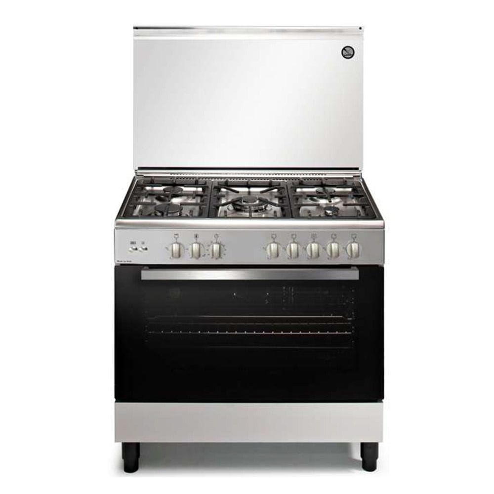 Akai 90x60cm Freestanding Gas Cooking Range, 5 Burners, Gas Oven & Grill, Turbo Fan, Turnspit, Full Safety | Inox - AGC-9060L