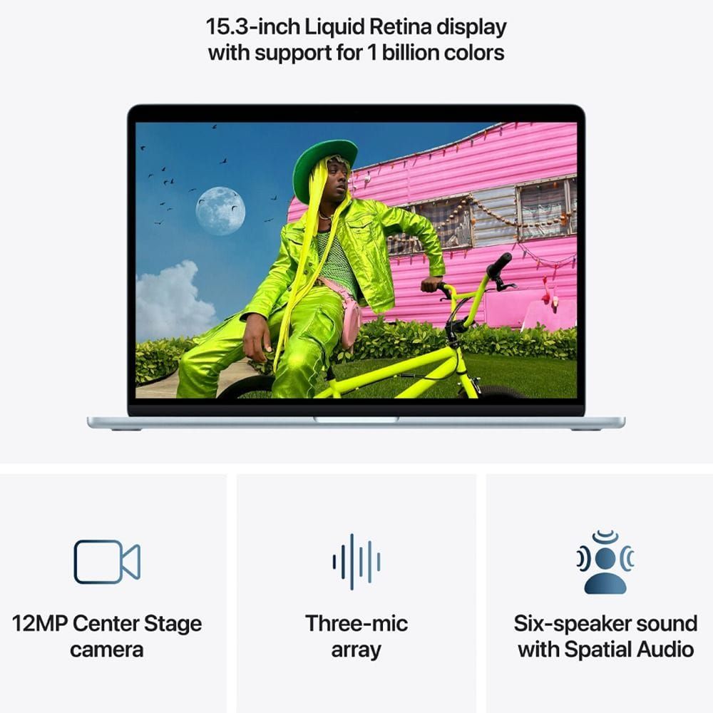 Apple MacBook Air 13-inch Laptop, M5 Chip, 10-Core CPU & 10-Core GPU, 16GB RAM, 1TB SSD, Liquid Retina Display | Sky Blue - MDHJ4AB/A
