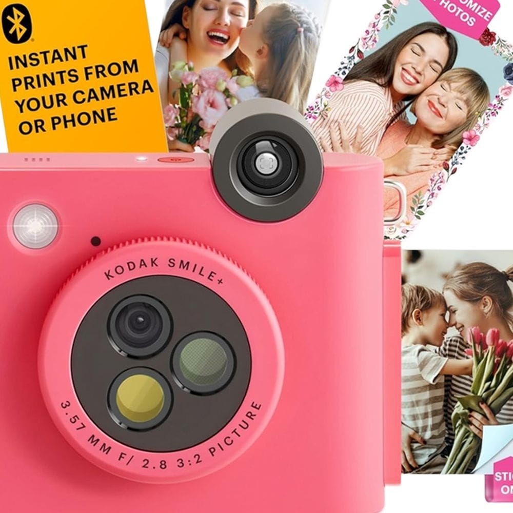 Kodak Smile+ Instant Print Digital Camera, 10MP Camera, 2x3-Inch ZINK Photo Printing, Bluetooth Connectivity & Selfie Mirror | Fuchsia - 843812173063