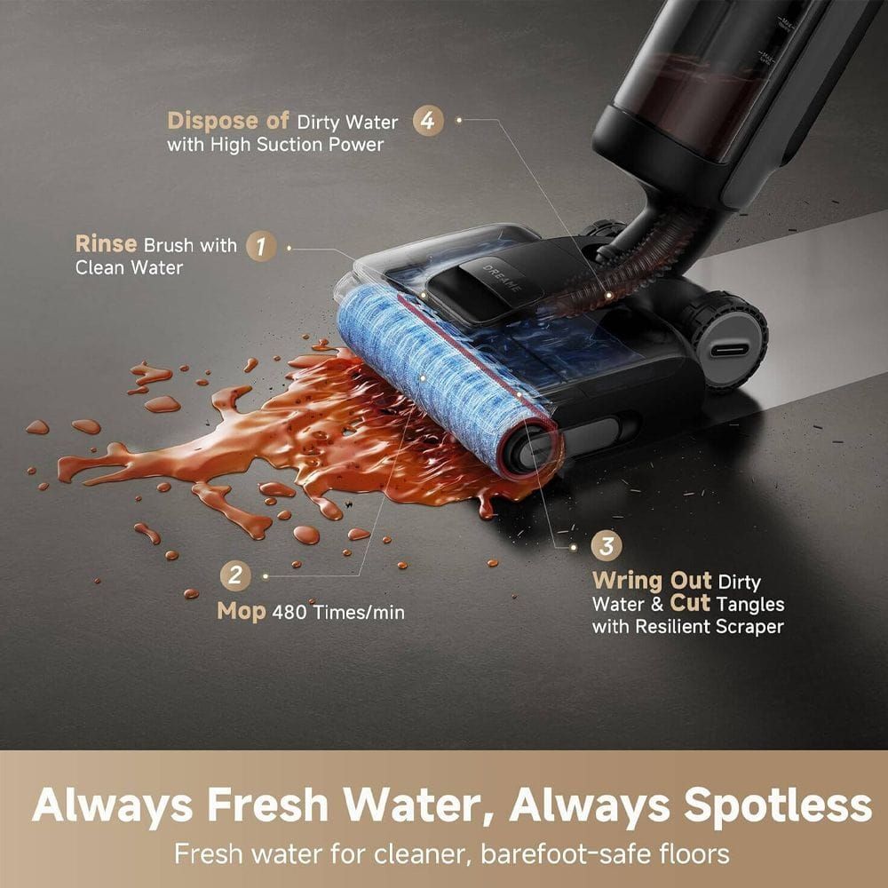 Dreame H12 Dual FlexReach Wet & Dry Vacuum Cleaner, 23000Pa Suction, 180° Lie-Flat, 6-in-1 Cleaning & 90°C Self-Cleaning | HHV31A