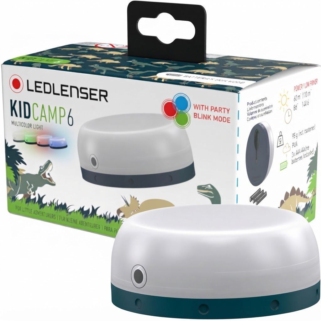 Ledlenser Kidcamp 6 Green Camping Lantern for Kids, 60 Lumens, Battery-Powered Multicolour Mood Light for Outdoor Use