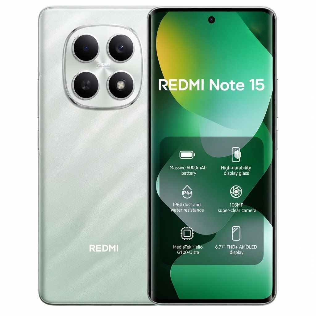 Xiaomi Redmi Note 15 Smartphone, 8GB RAM, 256GB Storage, Forest Green, 6000mAh Battery, 108MP Camera