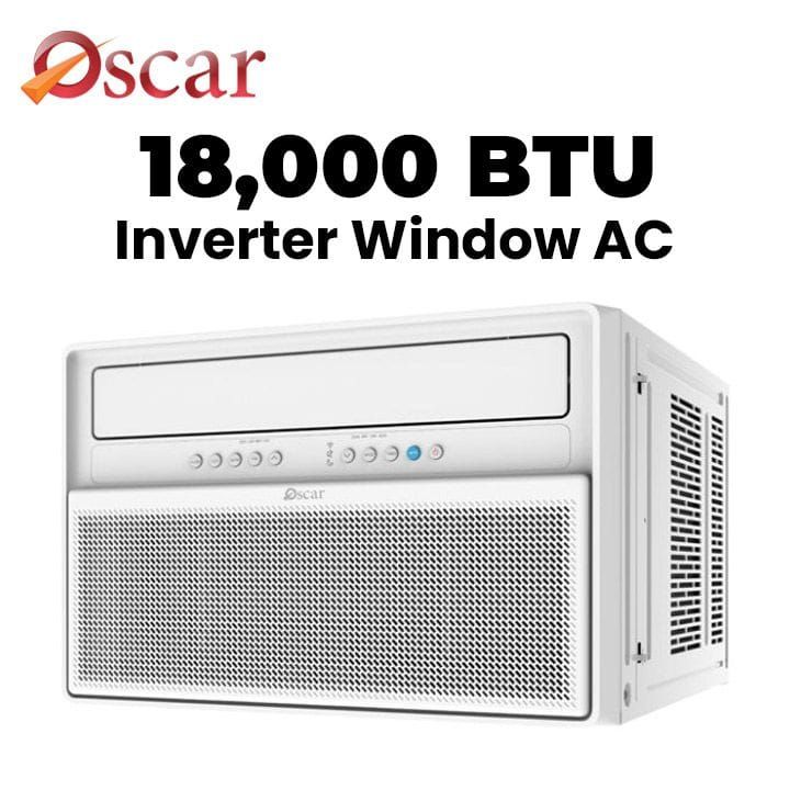 Oscar Inverter Window Air Conditioner With Powerful Cooling 18000 BTU, Energy-Efficient Inverter Technology, Durable Performance - White