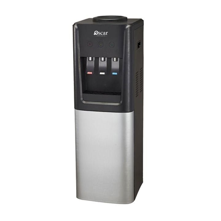 Oscar Hot & Cold 3 Tap Water Dispenser, Bottom Loading, Stylish Design, Reliable Performance - Silver/White - OWD3TB