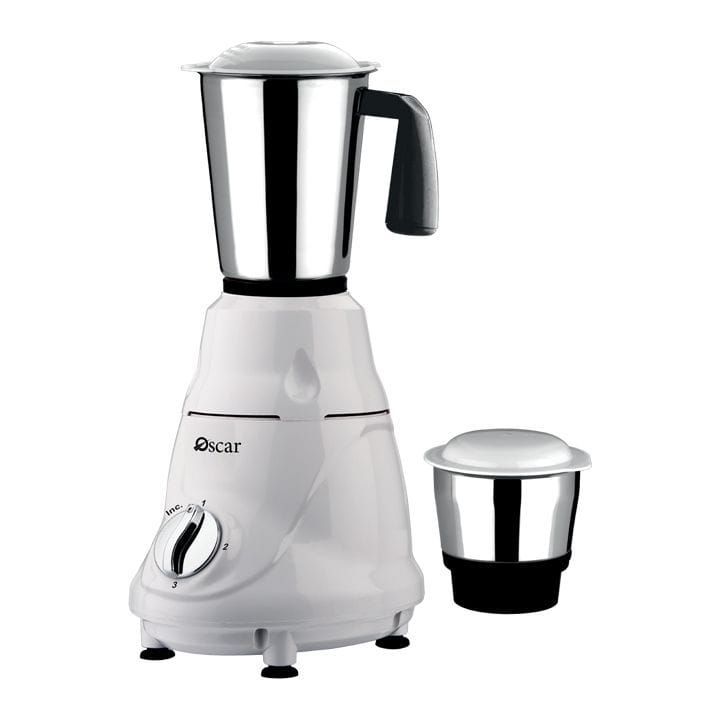 Oscar Mixer Grinder 550W, Stainless Steel Blade, Ideal For Modern Kitchens, High Performance Motor, Multiple Jars, Durable Design - White - OMG550INDK