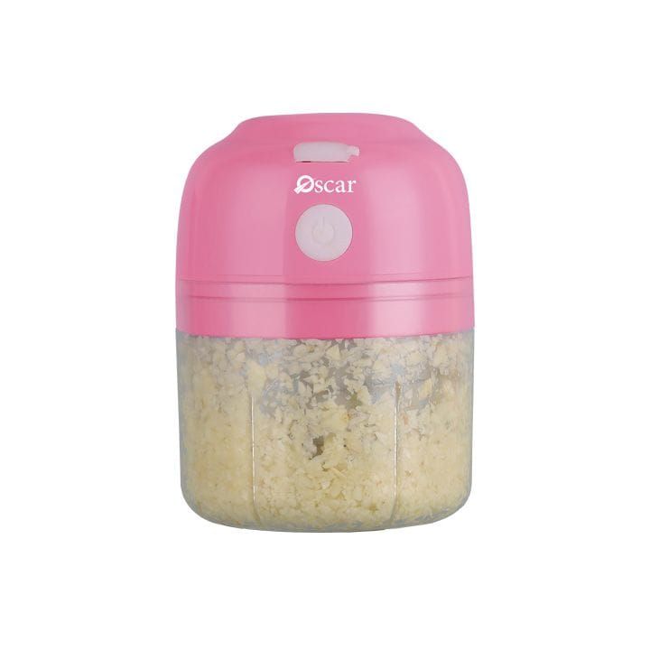 Oscar Portable Chopper 200W, One Touch Start, Food Grade Cup Body, High Power Motor, Reinforced Blade-All Steel Axis - Pink - OPCH200