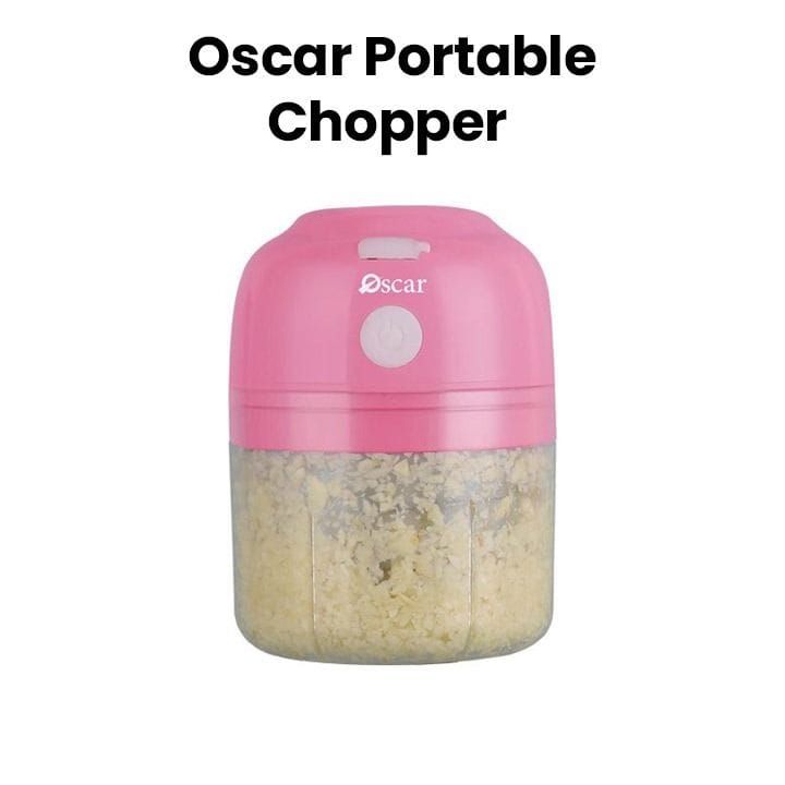 Oscar Portable Chopper 200W, One Touch Start, Food Grade Cup Body, High Power Motor, Reinforced Blade-All Steel Axis - Pink - OPCH200
