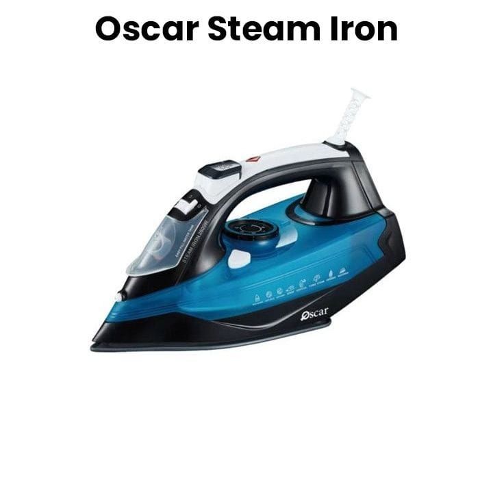 Oscar Steam Iron, Powerful Steam Output, Non Stick Soleplate And Easy Temperature Control, Steam Burst, Self-Cleaning, Anti-Drip - Black/Blue - OSI2323