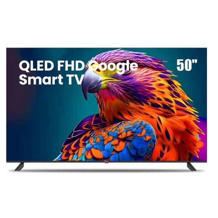 Oscar 50-Inch Frameless QLED FHD Google Smart TV, Voice Remote, Built-in Chromecast, Dolby Audio & Google Assistant | Black - OS50QLEDG