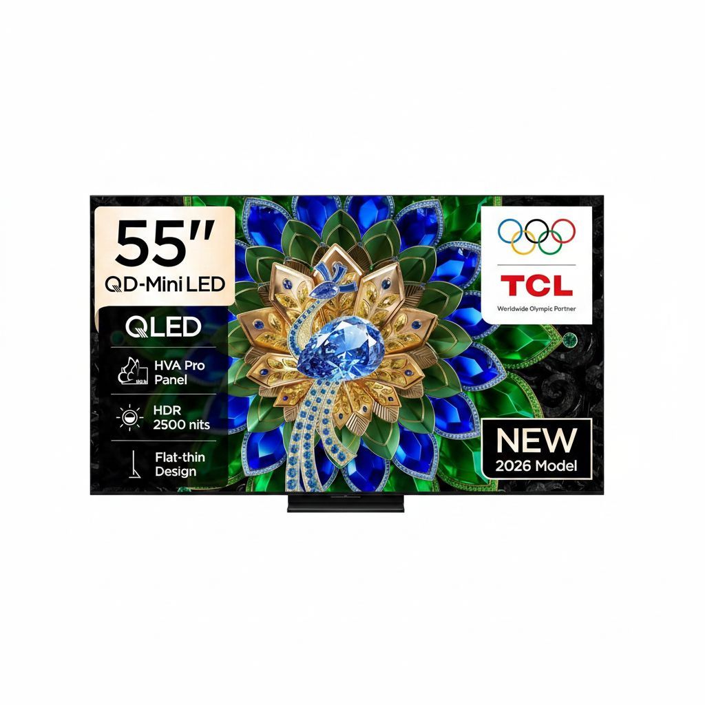TCL 55 Inch 4K QD Mini LED Premium Wallpaper High HDR Smart Google TV, 144Hz, Dolby Vision Atmos, ONKYO 2.0 Hi-Fi, Art Design - 55A400U - Black