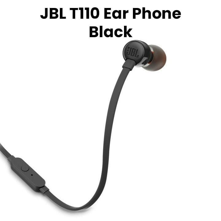 JBL T110 Earphone Lightweight Design With Powerful Pure Bass Sound, And Durable Cable For Everyday Music And Calls - Black - T110
