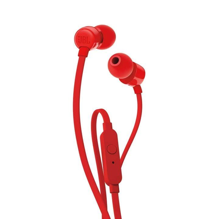 JBL T110 Earphone Lightweight Design With Powerful Pure Bass Sound, Comfortable Fit, And Durable Cable For Everyday Music And Calls - Red - T110