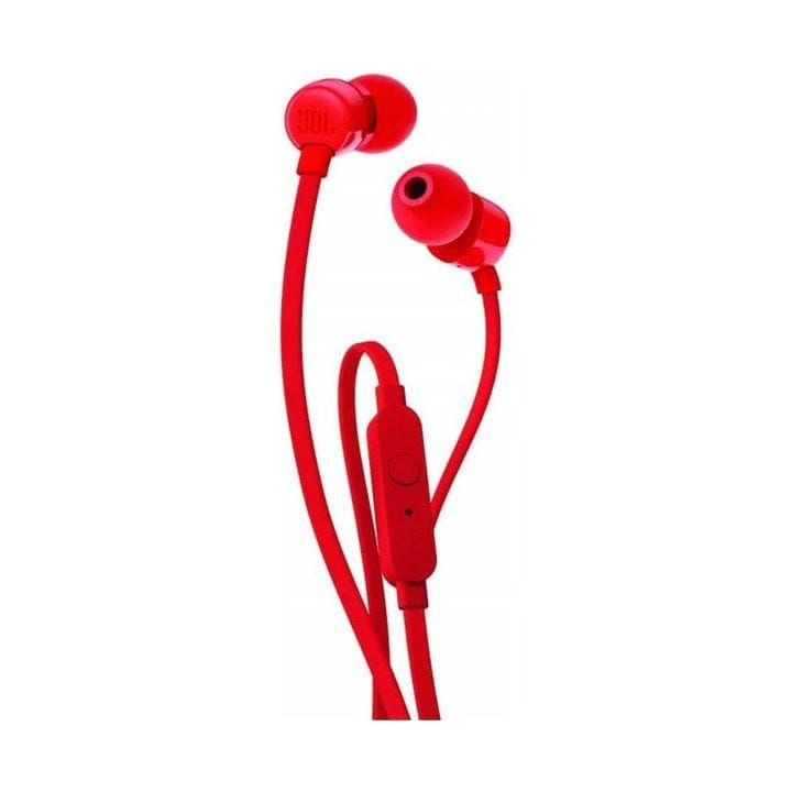 JBL T110 Earphone Lightweight Design With Powerful Pure Bass Sound, Comfortable Fit, And Durable Cable For Everyday Music And Calls - Red - T110