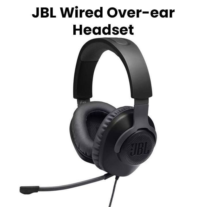 JBL Quantum 100 Wired Headset Over-Ear Gaming with a Detachable Mic, Lightweight Over-Ear Design, Multi-Platform Compatibility - Black - QUANTUM100
