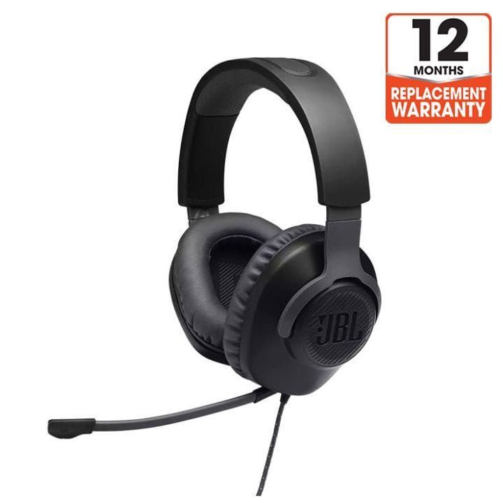 JBL Quantum 100 Wired Headset Over-Ear Gaming with a Detachable Mic, Lightweight Over-Ear Design, Multi-Platform Compatibility - Black - QUANTUM100