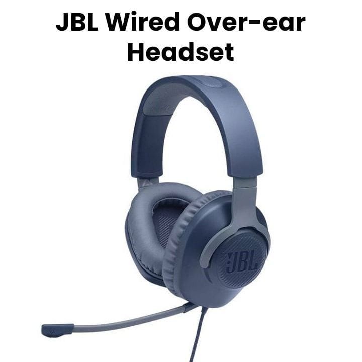 JBL Quantum 100 Wired Headset Over-Ear Gaming with a Detachable Mic, Lightweight Over-Ear Design, Multi-Platform Compatibility - Blue - QUANTUM100