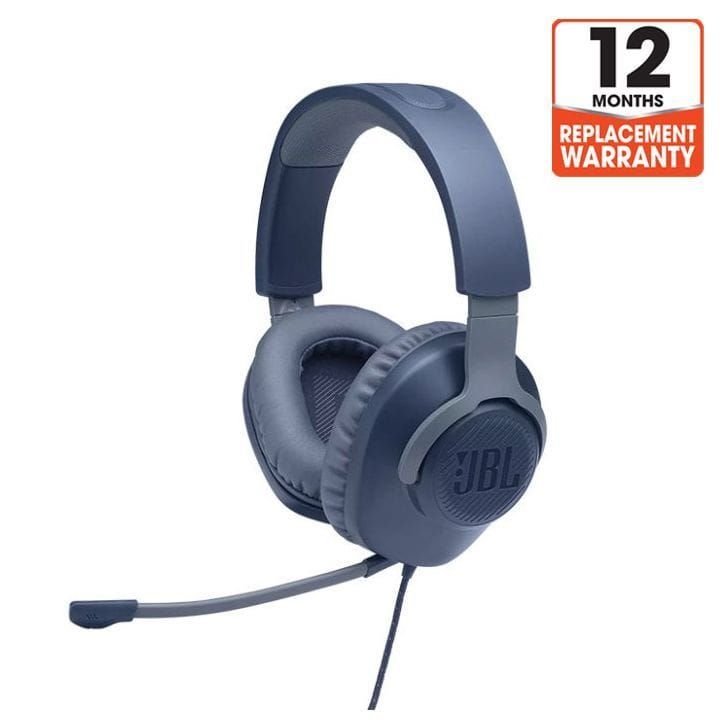JBL Quantum 100 Wired Headset Over-Ear Gaming with a Detachable Mic, Lightweight Over-Ear Design, Multi-Platform Compatibility - Blue - QUANTUM100