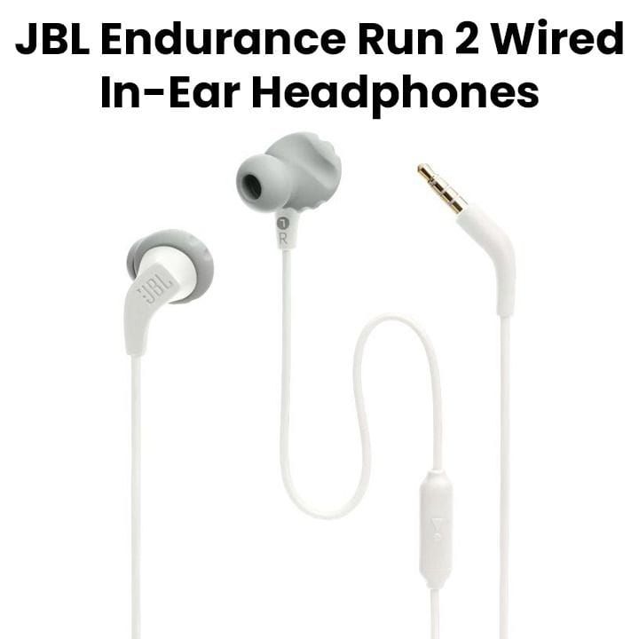 JBL Endurance Run 2, Sports in Ear Wired Earphones with Mic, Pure Bass, Sweatproof, Flexsoft eartips, Magnetic Earbuds - White - JBLENDURANCERUN2