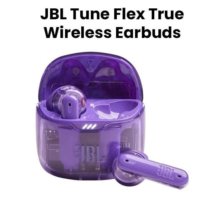 JBL Tune Flex Ghost Edition True Wireless Noise Cancelling Earbuds, 12mm Driver, Water And Sweat Resistant, 32H Battery - Purple - TUNEFLEX
