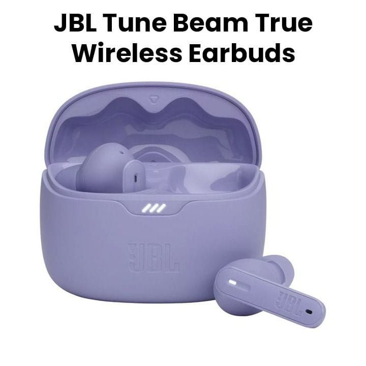 JBL Tune Beam True Wireless Noise Cancelling Earbuds, Pure Bass Sound, Bluetooth 5.3, Smart Ambient, 4-Mics Technology - Purple - TUNE