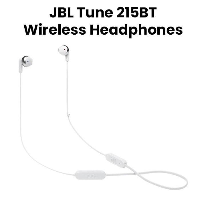 JBL Tune 215BT Wireless Earbud Headphones, Bluetooth 5.0 For Lossless Quality, Tangle Free Flat Cable, Comfort Fit Earbuds - White - TUNE215BT