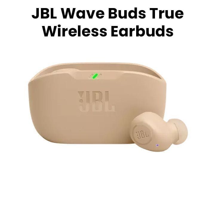 JBL Wave Buds in-Ear Wireless Earbuds With Mic,App for Customized Extra Bass Sound, Ip54 Water And Dust Resistance - Beige - WAVE