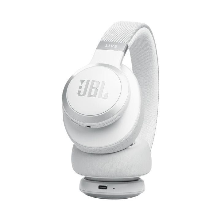 JBL Live 770NC Wireless On-Ear With True Adaptive Noise Cancelling Headphones, Experience The Renowned Sound - White - LIVE770NC
