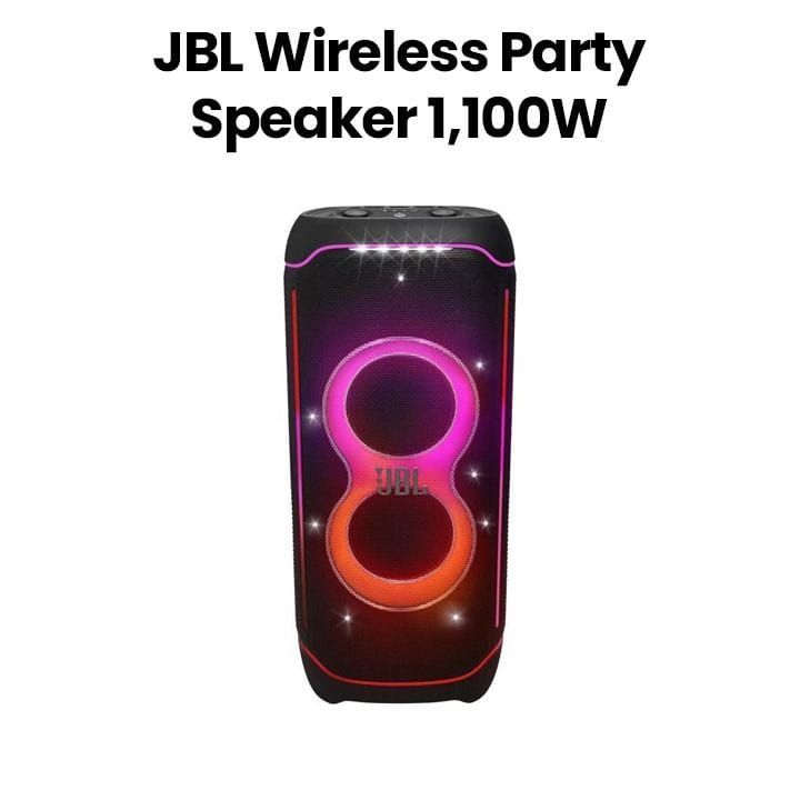 JBL PartyBox Ultimate Wireless Party Speaker, IPX4 Splashproof, Wi-Fi And Bluetooth Connectivity 1100W - Black - JBLPARTYBOXULTEU