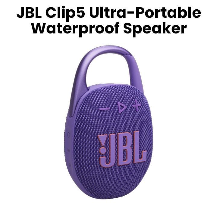 JBL Clip 5 Ultra-Portable Waterproof Speaker, Enjoy Powerful Sound, Compact Design, And Waterproof Durability - Purple - CLIP5