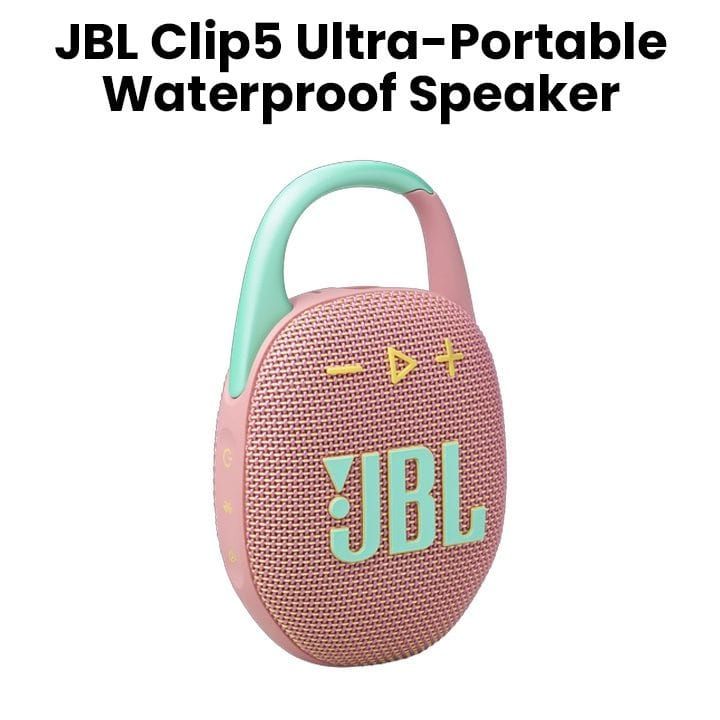 JBL Clip 5 Ultra-Portable Waterproof Speaker, Enjoy Powerful Sound, Compact Design, And Waterproof Durability - Pink - CLIP5