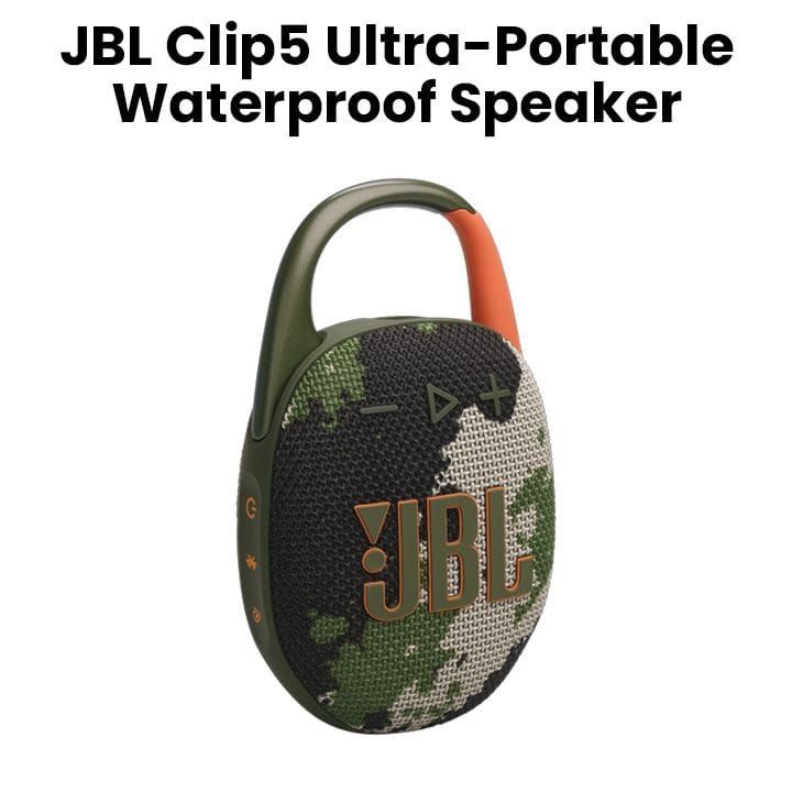 JBL Clip 5 Ultra-Portable Waterproof Speaker, Powerful Sound, Compact Design, And Waterproof Durability - Squad - CLIP5