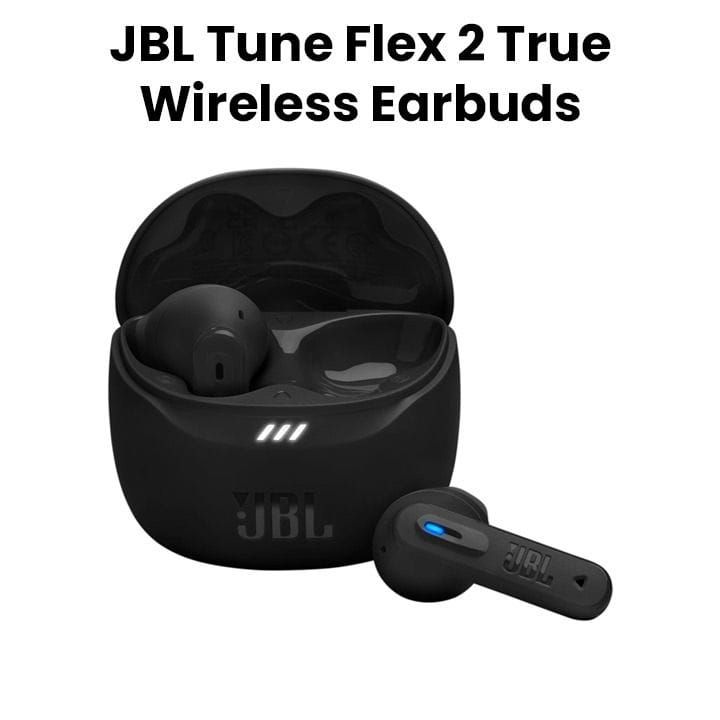 JBL Tune Flex 2 True Wireless Noise Cancelling Earbuds, Up to 48 Hours Total Playback, IP54 Dust And Water Resistant - Black - TUNEFLEX2