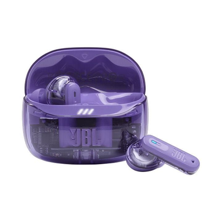 JBL Tune Beam 2 True Wireless Noise Cancelling Earbuds Ghost Edition, Up To 48 Hours Total Playback, IP54 Dust And Water Resistant - Purple - TUNEBEAM2