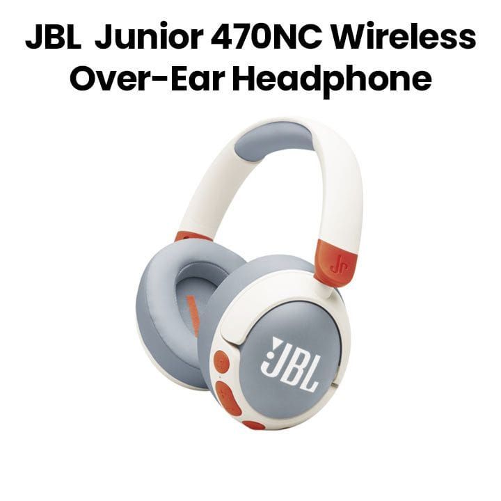 JBL 470NC Wireless Over-Ear Noise Cancelling Kids Headphones Safe Sound, Parental Control With Customizable Volume - White - JBLJR470NCWHT