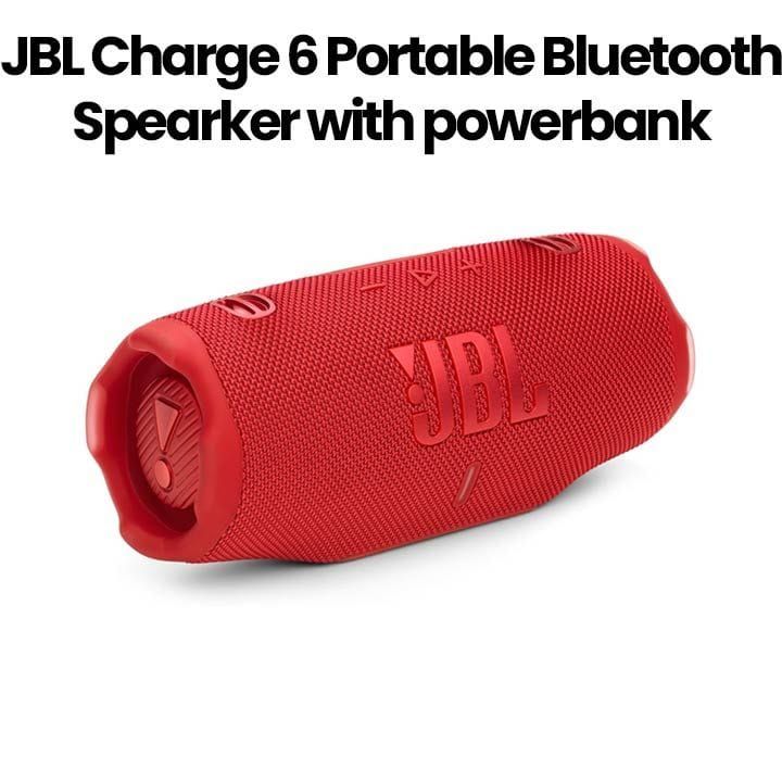 JBL Charge 6 Portable Waterproof And Drop-Proof Bluetooth Speaker With Powerbank, Durable Design Perfect For Outdoor And Indoor Use - Red - JBLCHARGE6RED