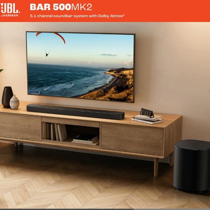 JBL Bar 500MK2 5.1 Channel Soundbar System With Dolby Atmos, Immersive Performance 750W - Black - JBLBAR500MK2