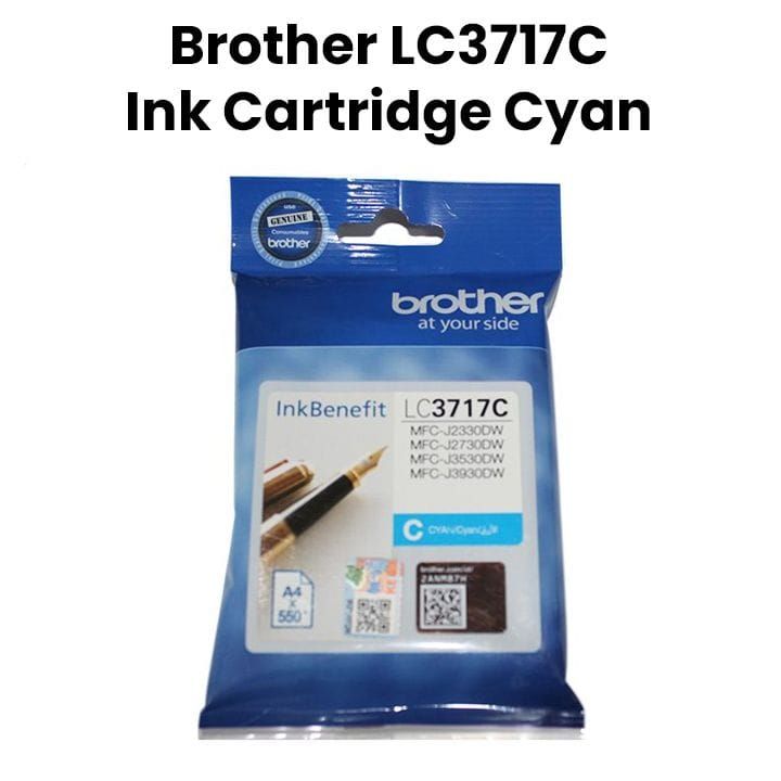 Genuine Brother Ink Cartridge For Reliable Performance And Crisp, Vibrant Printing - Cyan - LC3717C