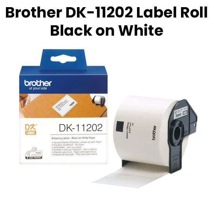 Genuine Brother DK-11202 Label Roll Black on White, 62mm x 100mm for QL models