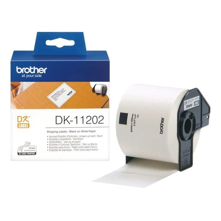 Genuine Brother DK-11202 Label Roll Black on White, 62mm x 100mm for QL models