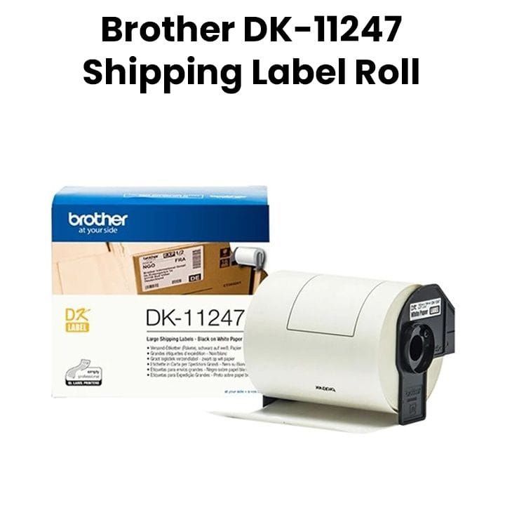 Brother Large Shipping Labels Roll, Wide Compatibility, High-Quality Print Output, Time-Saving Design, Professional Finish - Black On White - DK-11247