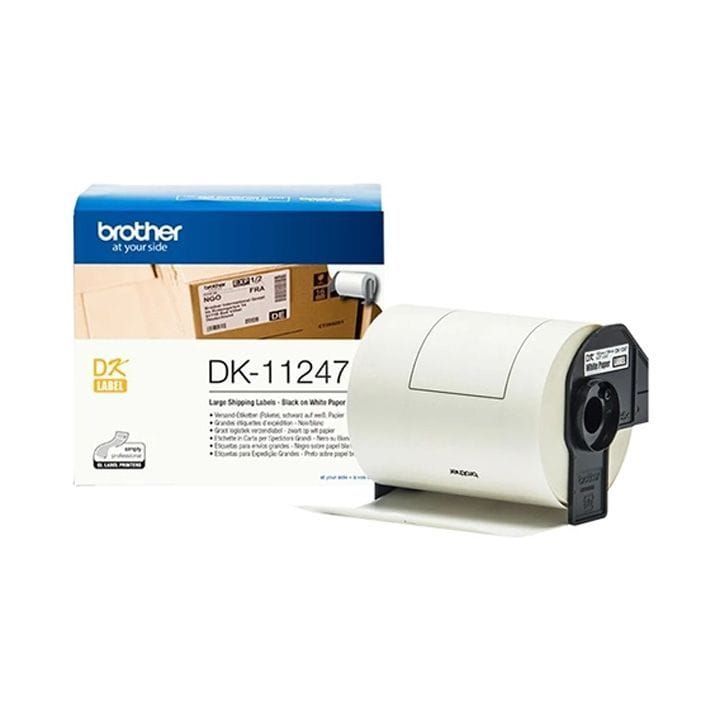 Brother Large Shipping Labels Roll, Wide Compatibility, High-Quality Print Output, Time-Saving Design, Professional Finish - Black On White - DK-11247