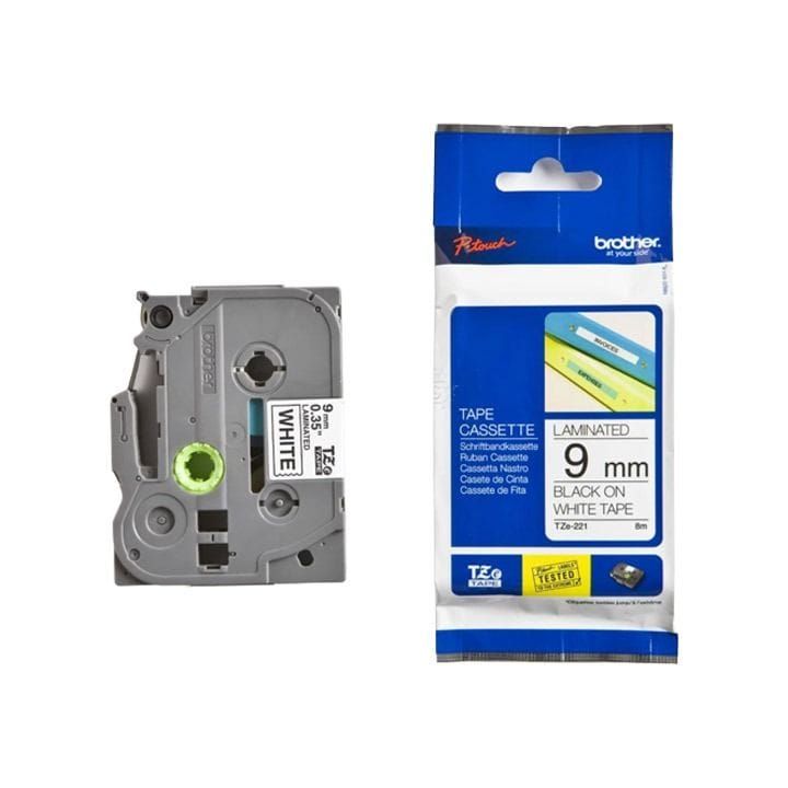 Brother Black On White Label Tape For Clear 9mm, Durable Labeling, Water-resistant, Fade-proof, Ideal For Home, Office - White - TZe-221