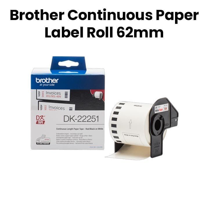 Brother Genuine Continuous Label Roll, Ideal Size For Labels, Signage, Organizational Tasks 62mm - Black/Red - DK-22251
