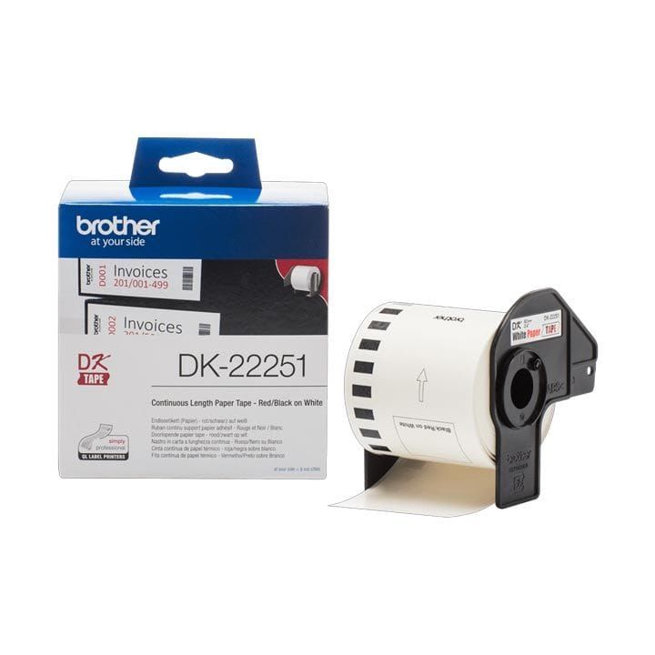 Brother Genuine Continuous Label Roll, Ideal Size For Labels, Signage, Organizational Tasks 62mm - Black/Red - DK-22251