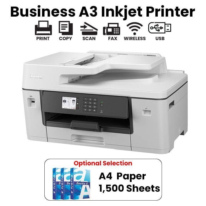 Brother A3 Inkjet Printer, Fast Print Speeds, Automatic Duplex Printing, High Print Resolution, Flexible Paper Handling - White - MFC-J3540DW